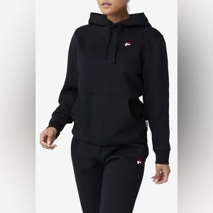 NWT FILA X LOUNGE Godfrey Hoodie Size Medium Black Luxe Feel Casual Look